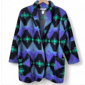 Vintage Westbourne Fleece Jacket Southwest Purple Green Blue Black M